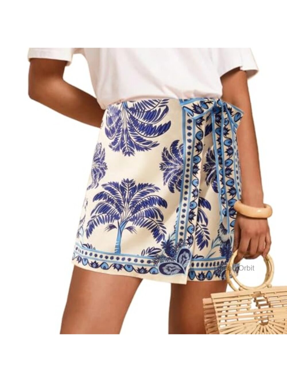 Women's Boho Floral Wrap Mini Skirt High Rise A-Line Polyester Spandex